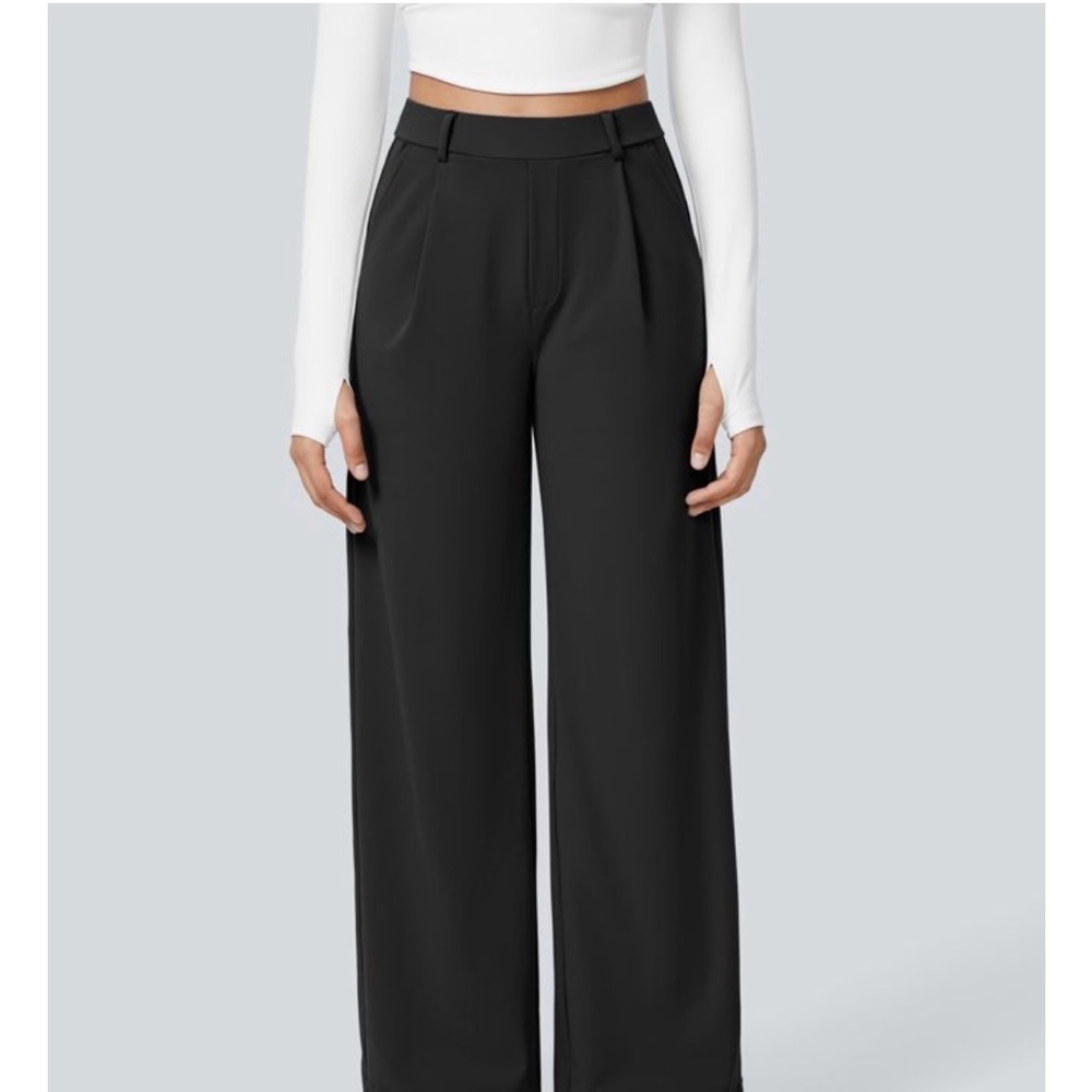 HALARA Classic Black Wide-Leg Trousers